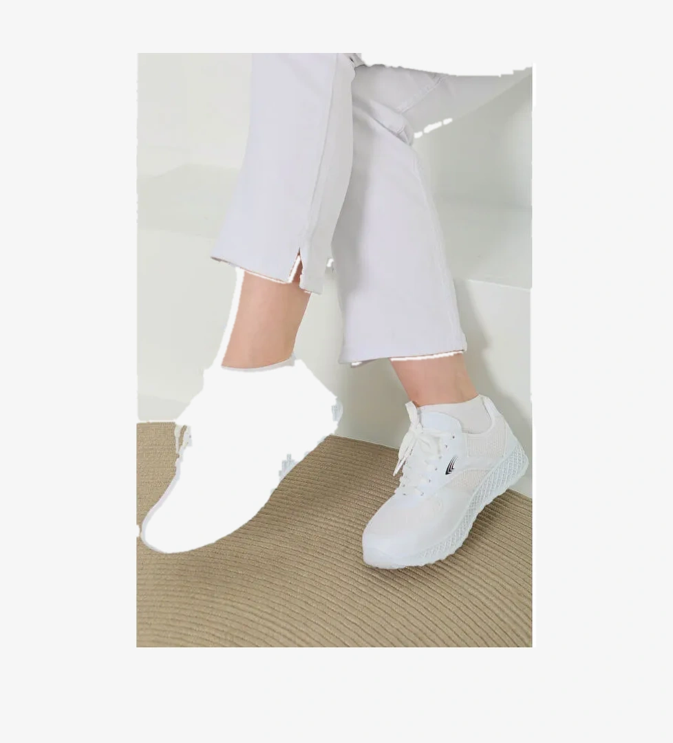 Kadın Beyaz Yüksek Taban Spor Ayakkabı - 27089 - Görsel 1