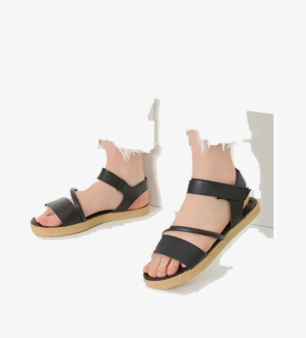 Kadın Siyah Çapraz Detaylı Sandalet - 27111 - Görsel 1