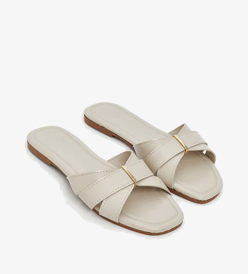 Lcw Steps Kahverengi Lcw Steps Deri Görünümlü Kadın Terlik