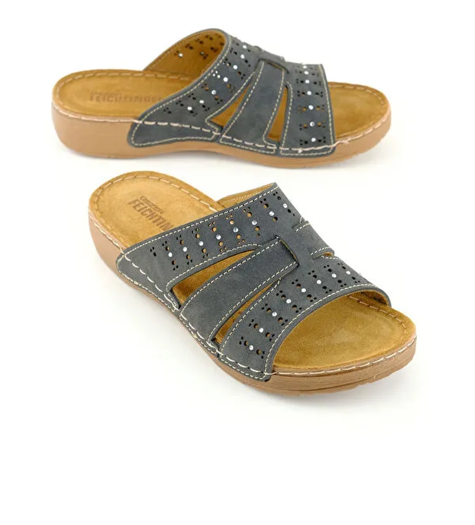 Feichtingen Kadın Yazlık İç Taban Hakiki Deri Rahat Taban Günlük Terlik - Görsel 1