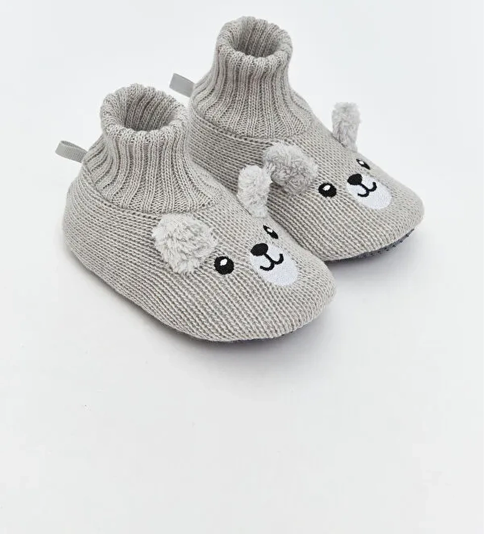 Nakışlı Erkek Bebek Çoraplı Ev Ayakkabısı - Görsel 1