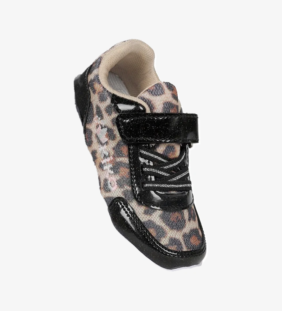 Teno Leopar Desenli Cırtlı Işıklı Kız Bebek Spor Ayakkabı - Görsel 1