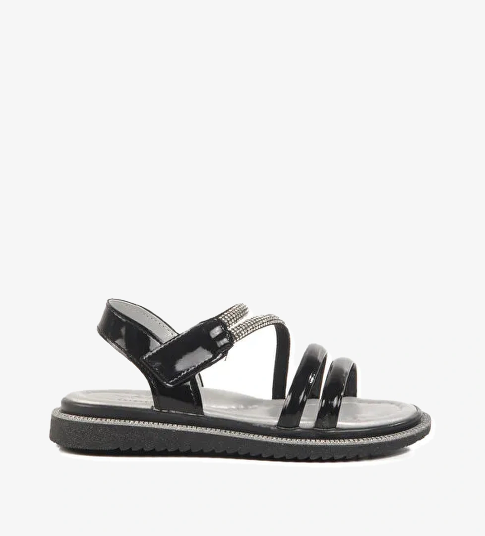 Siyah Rugan Cırtlı Ortopedik Kız Çocuk Sandalet 25T103 P - Görsel 1