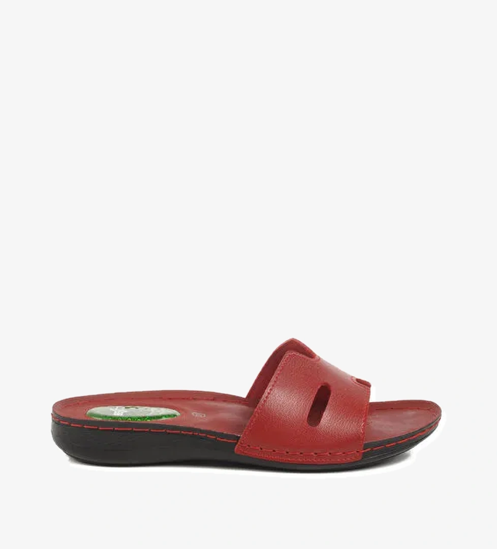 Kırmızı Jel Taban Anatomik Kadın Terlik 6813 Z