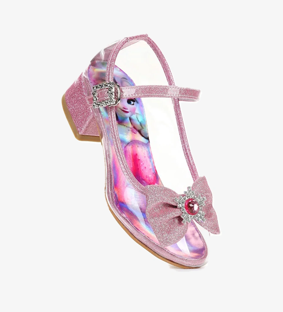 Asel Kız Çocuk Simli Topuklu Abiye Şeffaf Ayakkabı