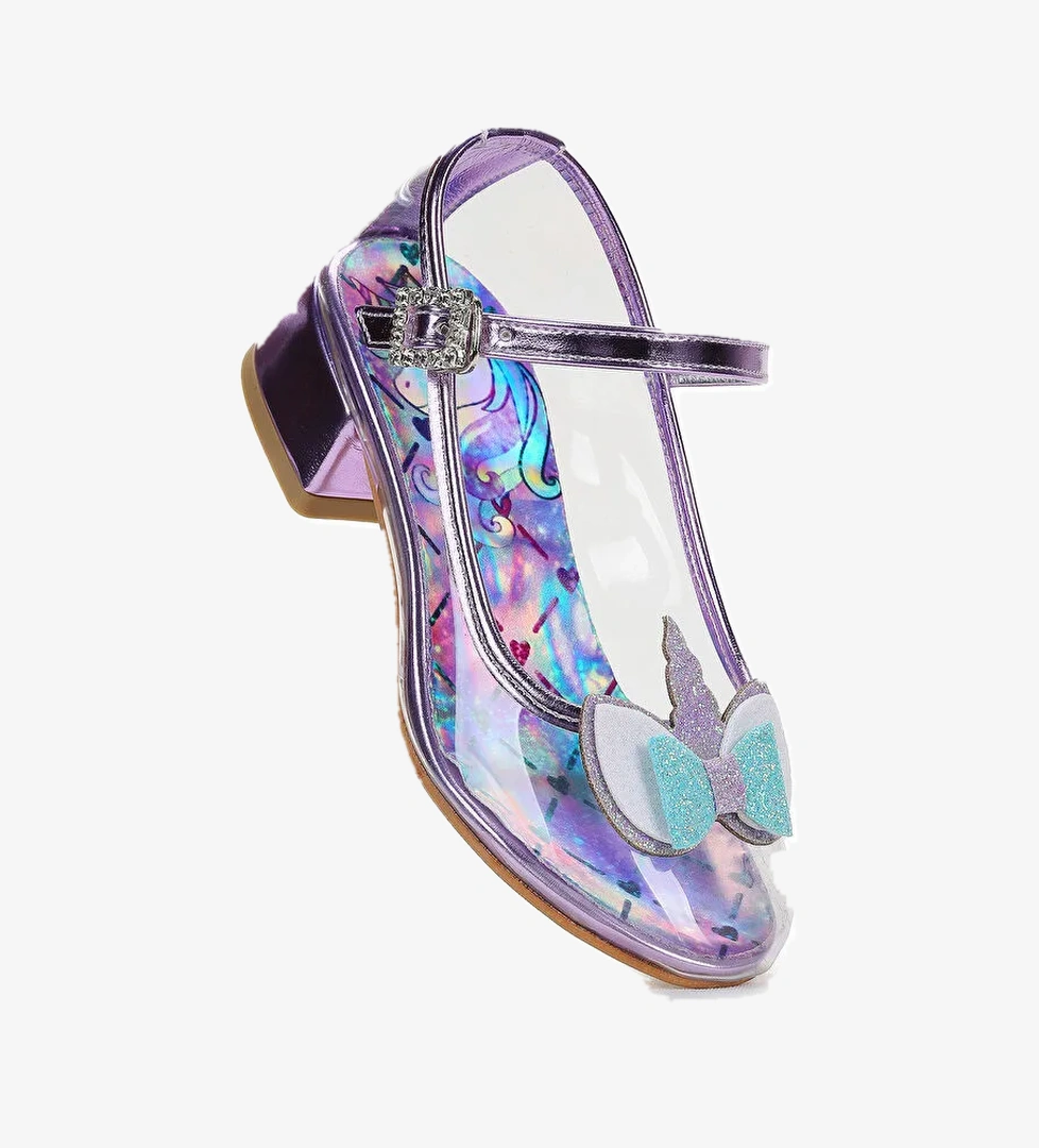 Kız Çocuk Topuklu Abiye Şeffaf Ayakkabı - Görsel 1