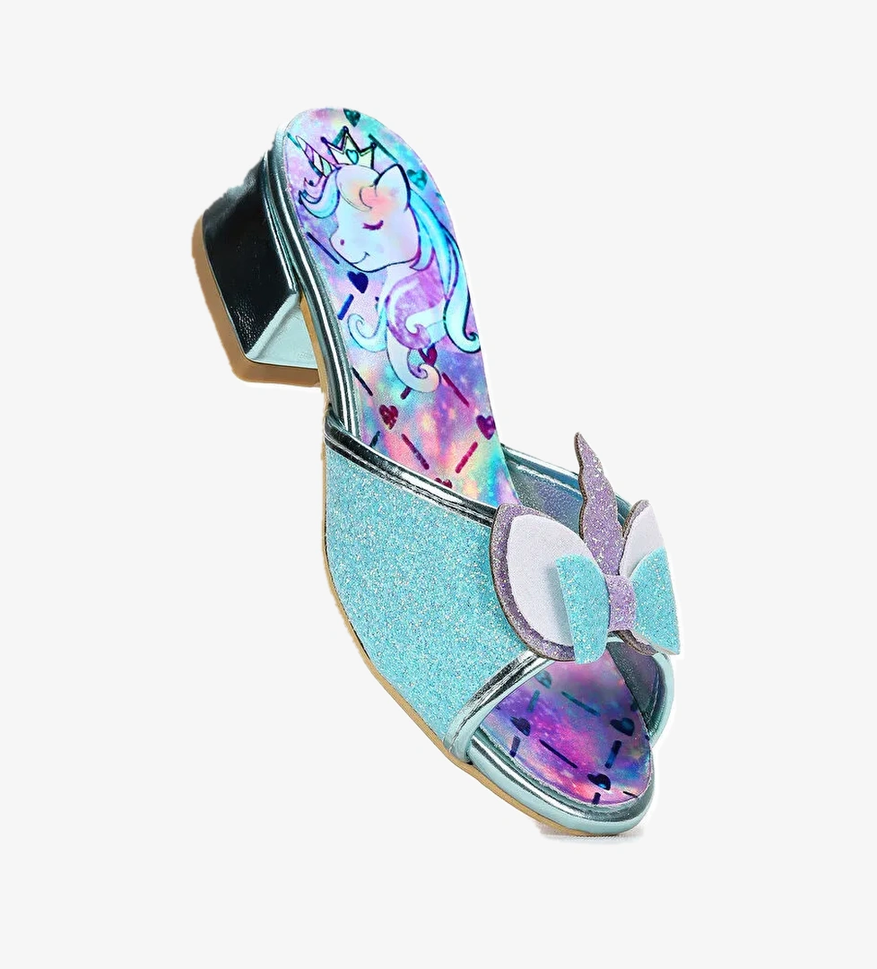 Kız Çocuk Topuklu Simli Abiye Terlik