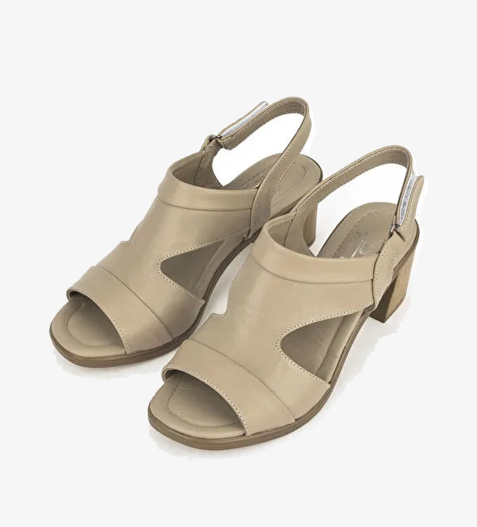 Ziya Kadın Hakiki Deri Topuklu Sandalet 1511020z2211 1411020z2211 Bej Siyah model görseli
