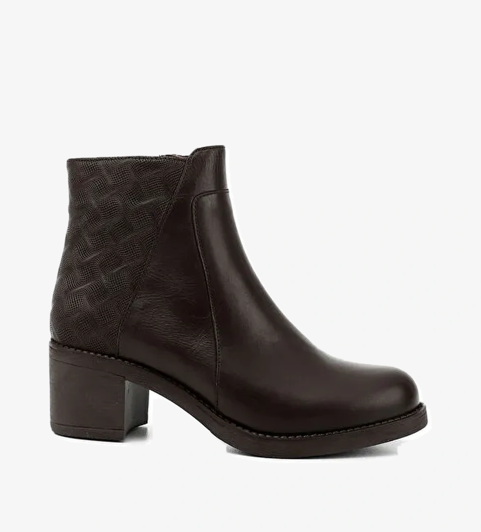 Gönderi̇(r) Kadın ORTA KAHVERENGİ Fermuarlı Kalın Topuklu Hakiki Deri Bot model görseli