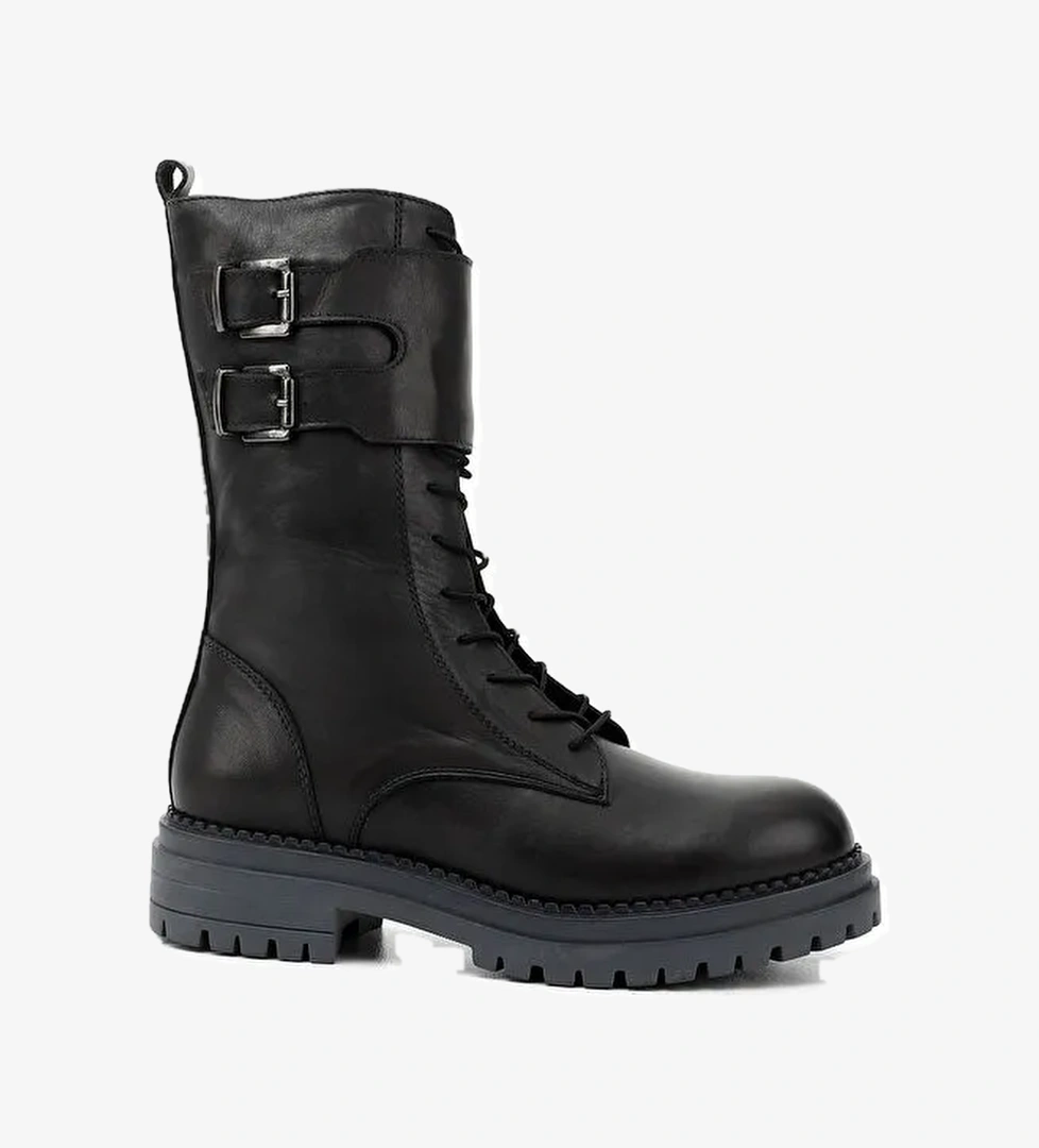 Kadın GRİ Fermuarlı Hakiki Deri Postal Bot - Görsel 1