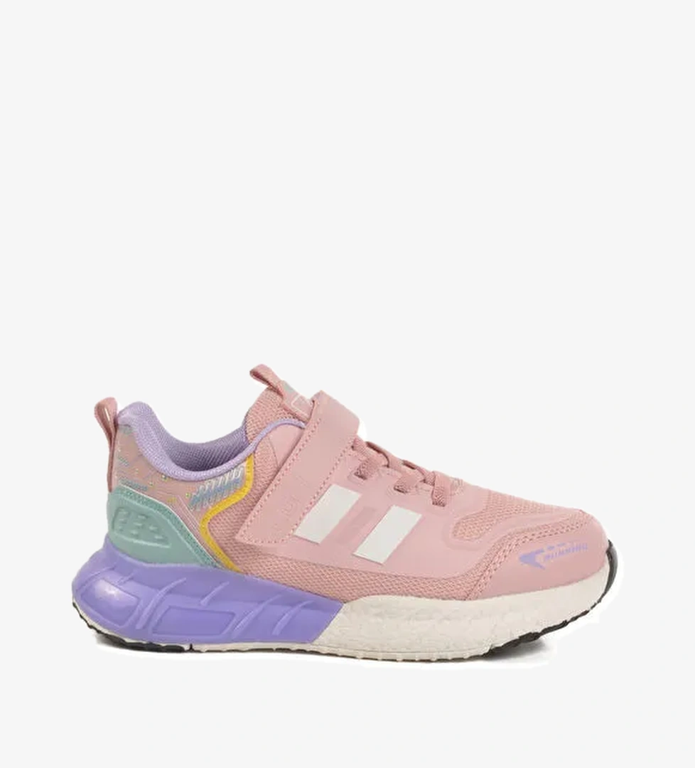 Pudra Cırtlı Fileli Çocuk Spor Ayakkabı Ukon F