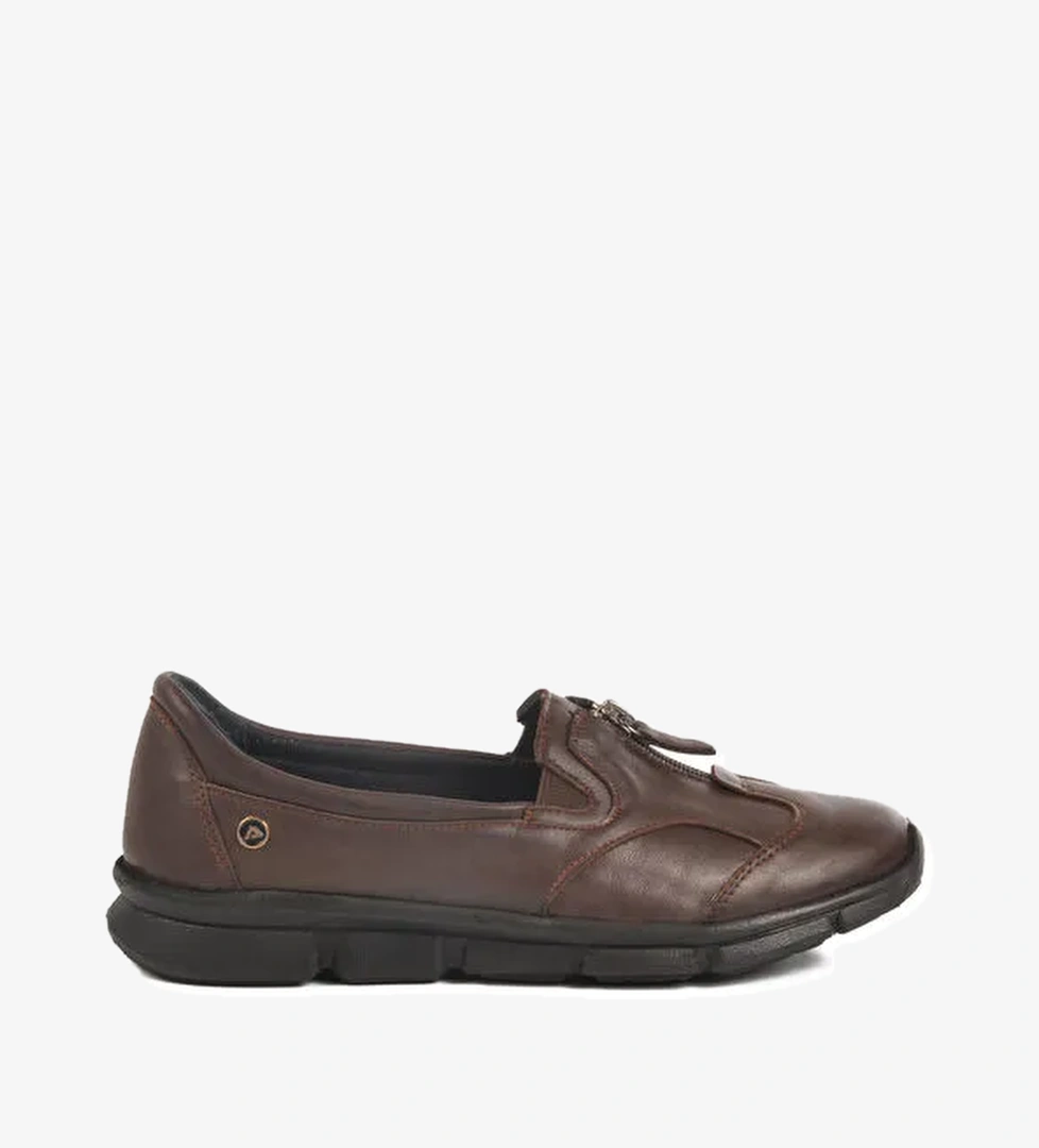 Kahve Hakiki Deri Anatomik Kadın Casual Ayakkabı 603 Z