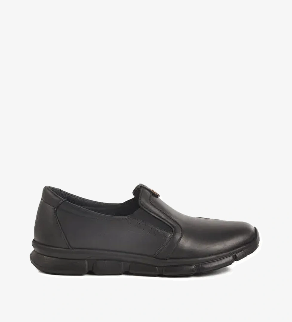 Siyah Hakiki Deri Anatomik Kadın Casual Ayakkabı 609 Z - Görsel 1