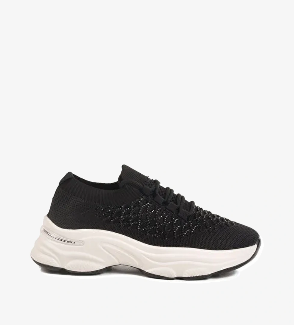 Siyah Hafif Triko Örme Anatomik Kadın Sneaker B064 Z - Görsel 1