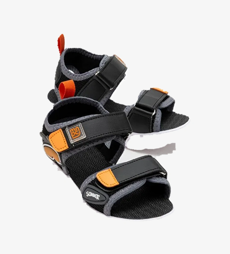 Erkek Çocuk Siyah Işıklı Anatomik Hafif Günlük Sandalet