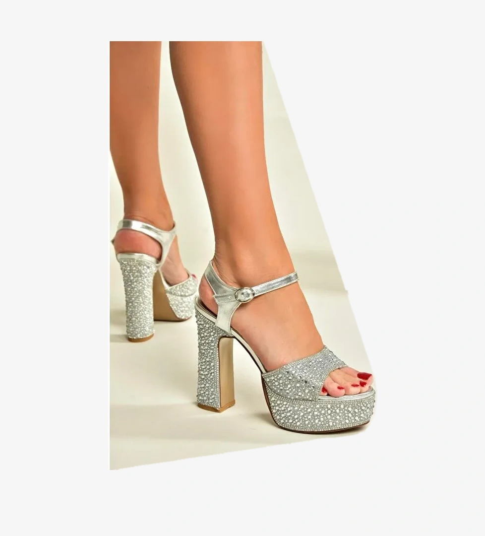 Gümüş Kadın Topuklu Ayakkabı U8201155 - Görsel 1