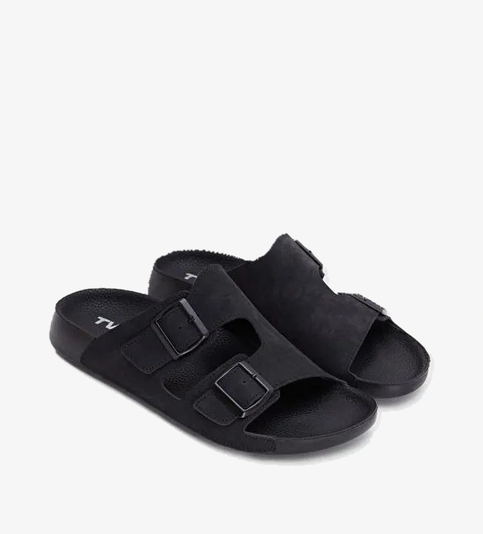 Twn Siyah Çift Tokalı Terlik