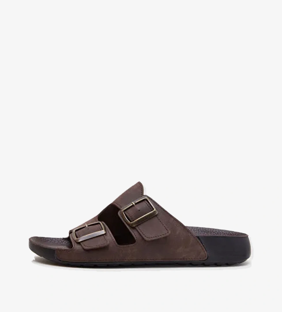 Twn Kahverengi Çift Tokalı Terlik