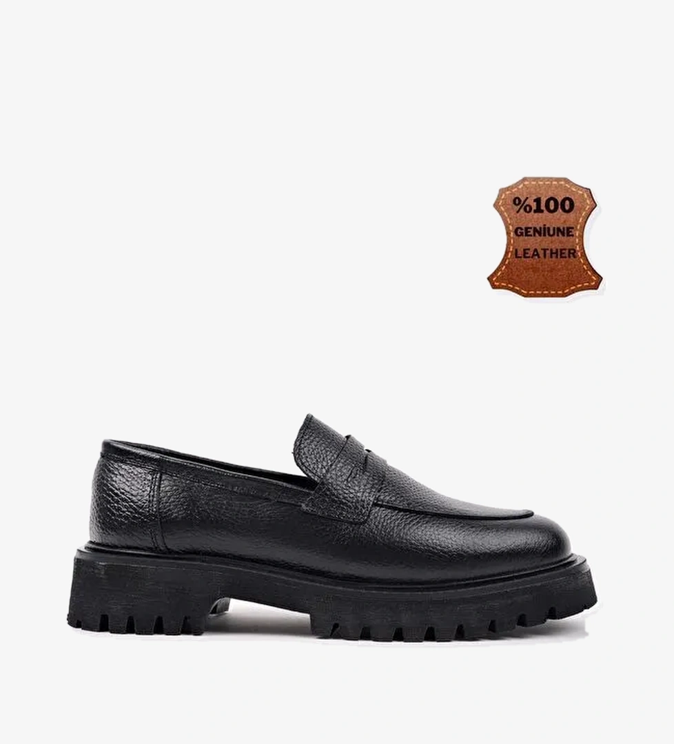 PARADİSE Hakiki Deri Kalın Taban Günlük Casual Makosen Kadın Loafer Ayakkabı