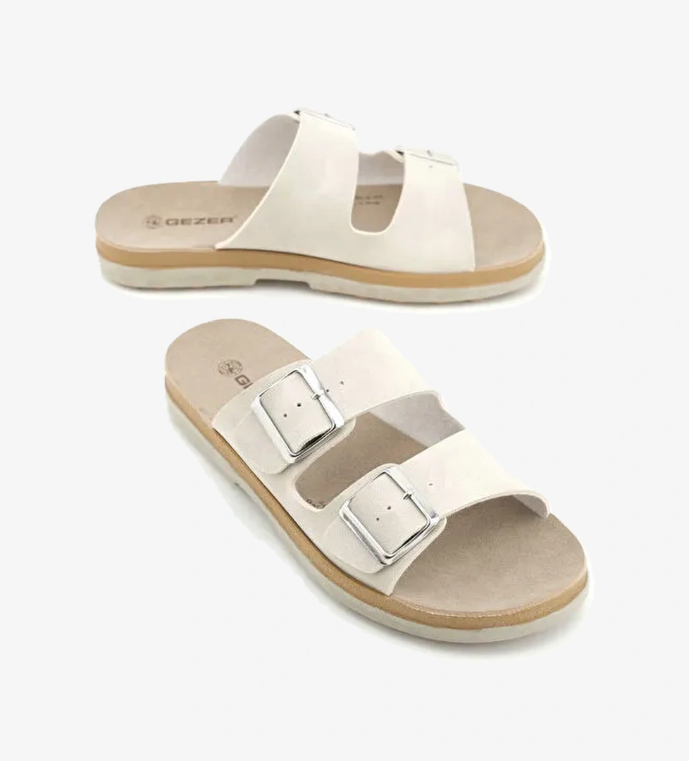 Kadın Yazlık Suni Deri İki Toka Ayarlanabilir Comfort Taban Günlük Terlik