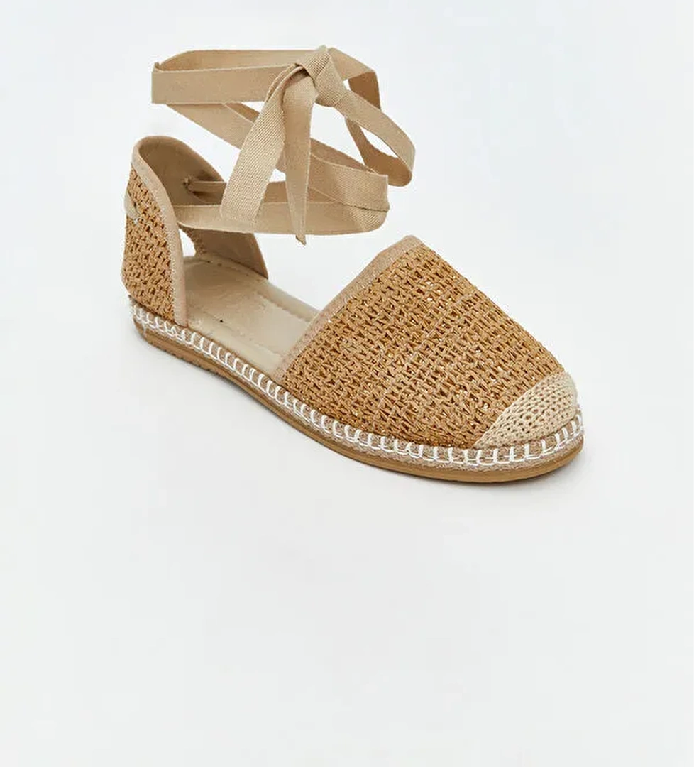 Bilekten Bağlamalı Kadın Hasır Sandalet - Görsel 1