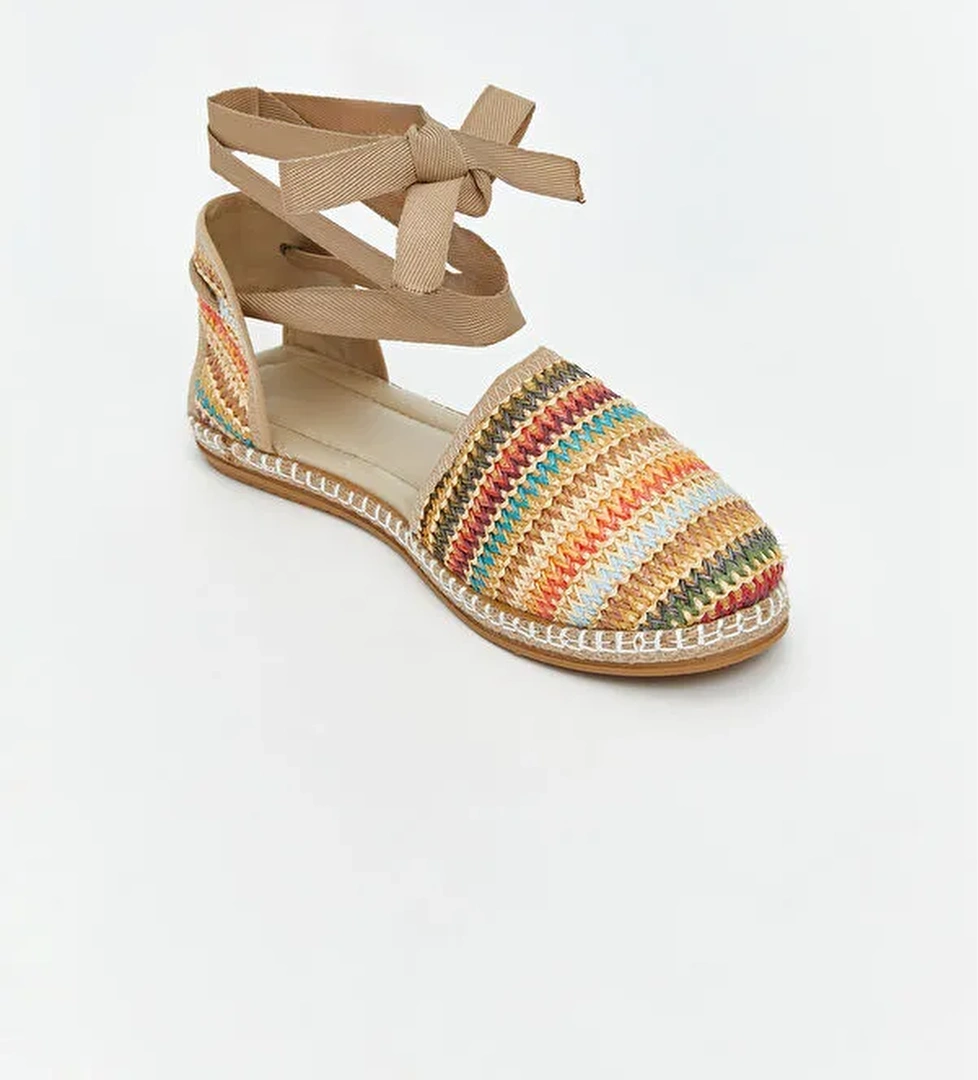 Bilekten Bağlamalı Kadın Hasır Sandalet - Görsel 1