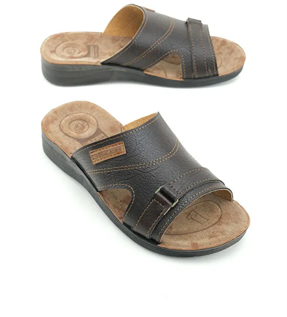 Erkek Yazlık PU Taban Suni Deri Koleksiyon Rahat Taban Günlük Terlik - Görsel 1