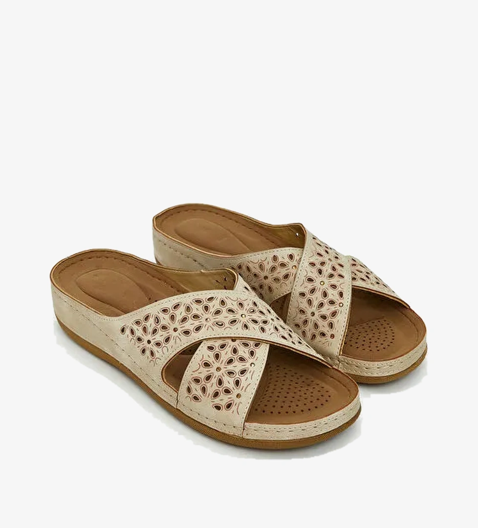 Lcw Steps Bej Lcw Steps Deri Görünümlü Kadın Terlik