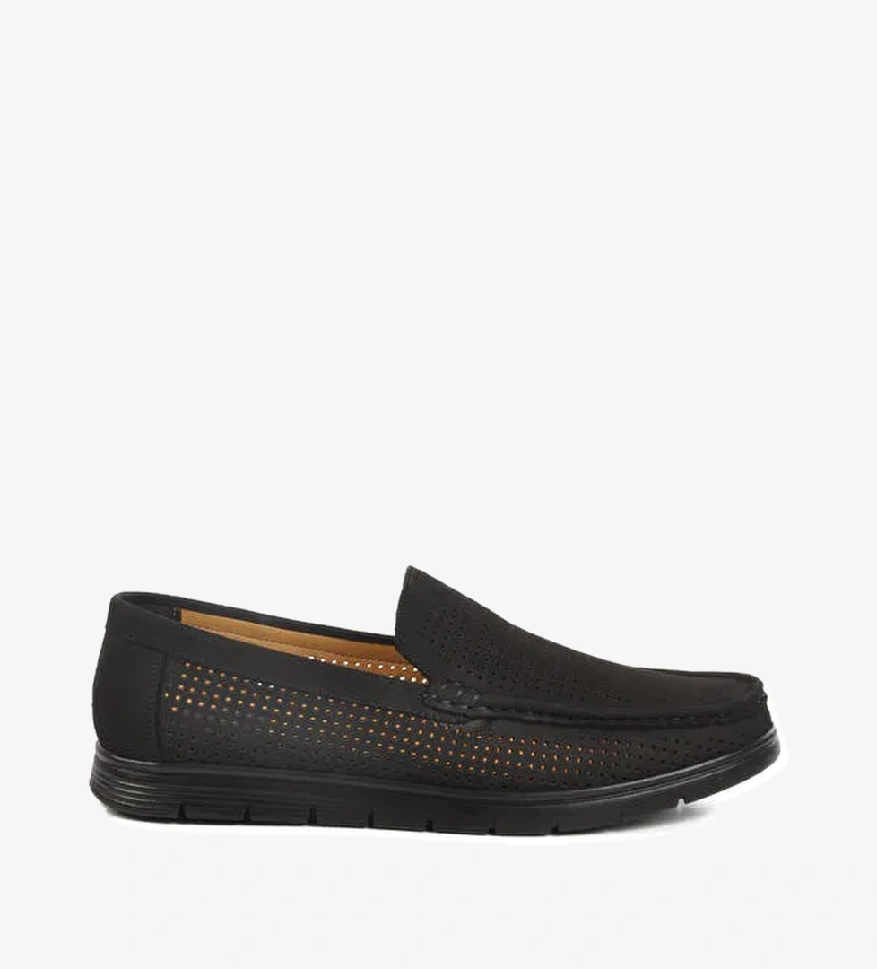 Siyah Nubuk Hakiki Deri Jel Taban Anatomik Erkek Casual Ayakkabı Gmz 001 M