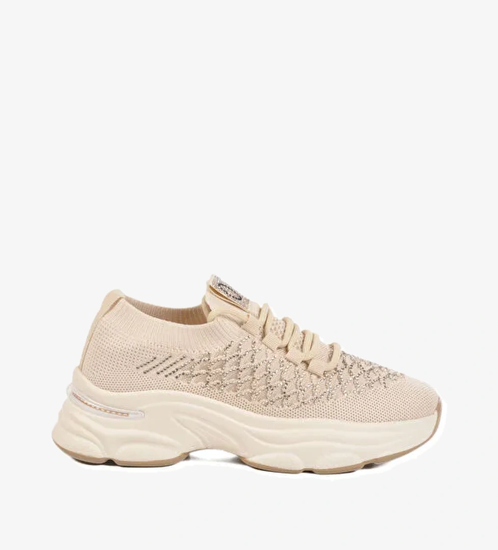 Krem Hafif Triko Örme Anatomik Kadın Sneaker B064 Z
