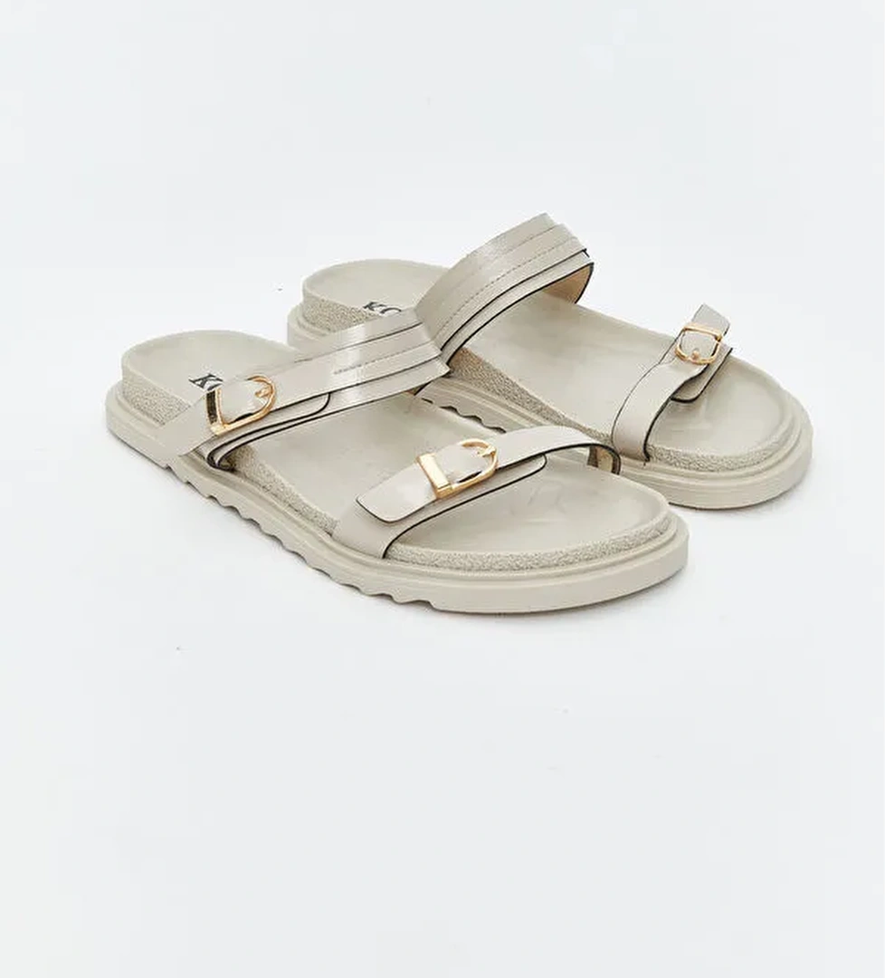 Deri Görünümlü Kadın Terlik - Görsel 1