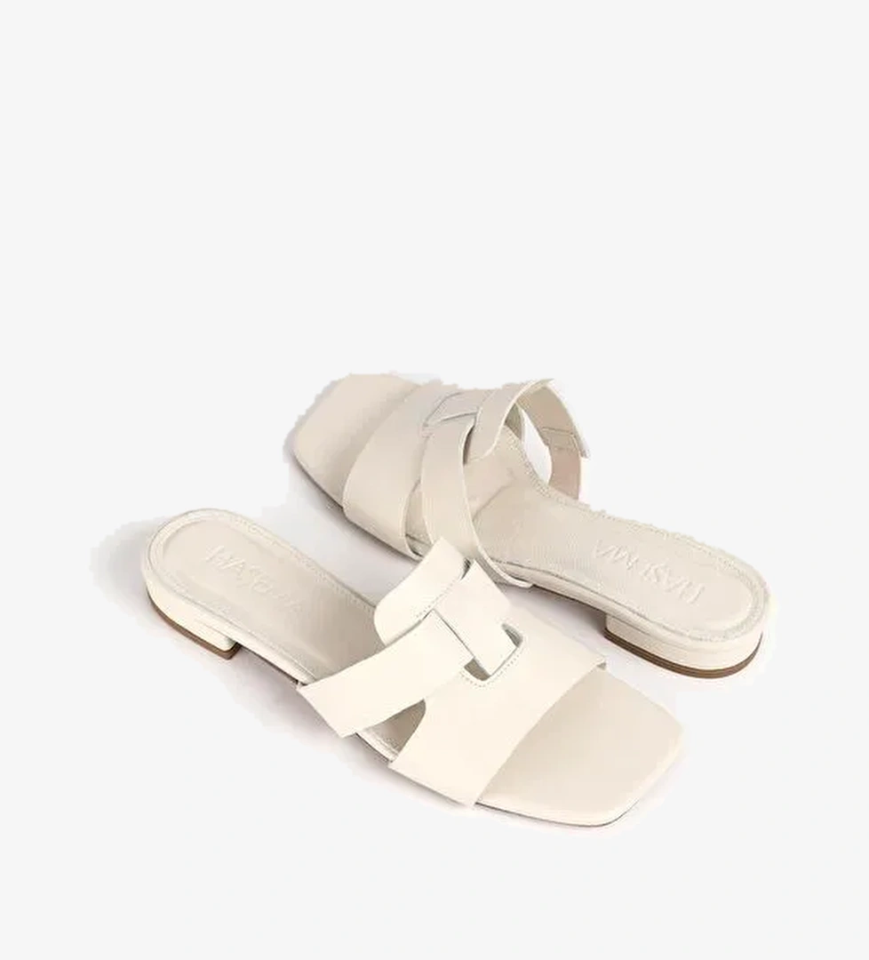 Kadın Deri Ekru Terlik 9760 - Görsel 1