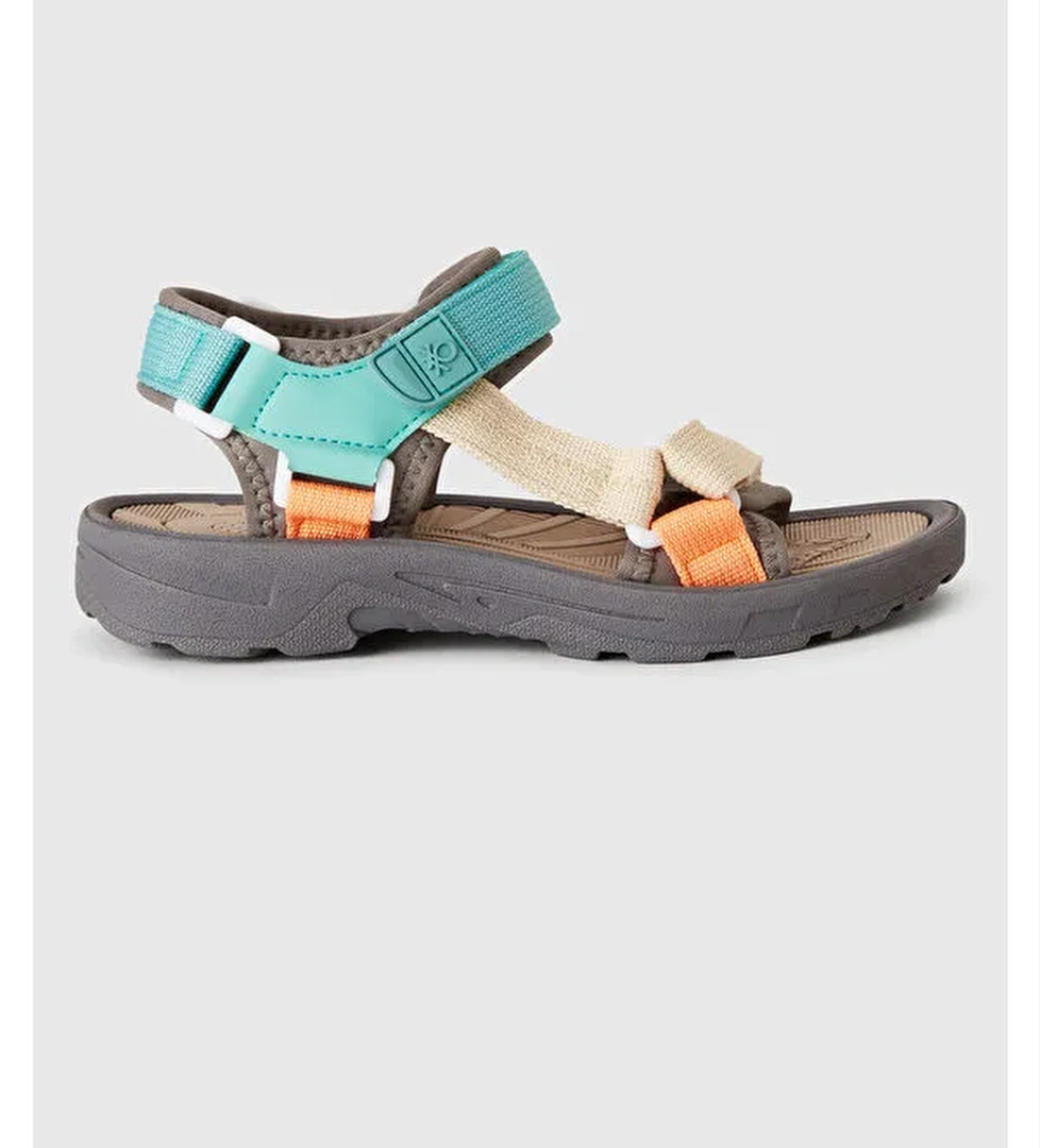 Erkek Çocuk Antrasit Çift Bantlı Cırt Cırtlı Sandalet