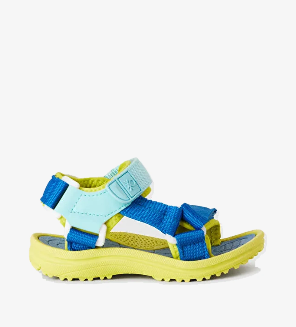Erkek Çocuk Turkuaz Çift Bantlı Cırt Cırtlı Sandalet