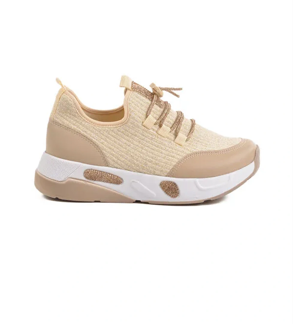 Bej Anorak Taşlı Kadın Casual Ayakkabı 702465 Z