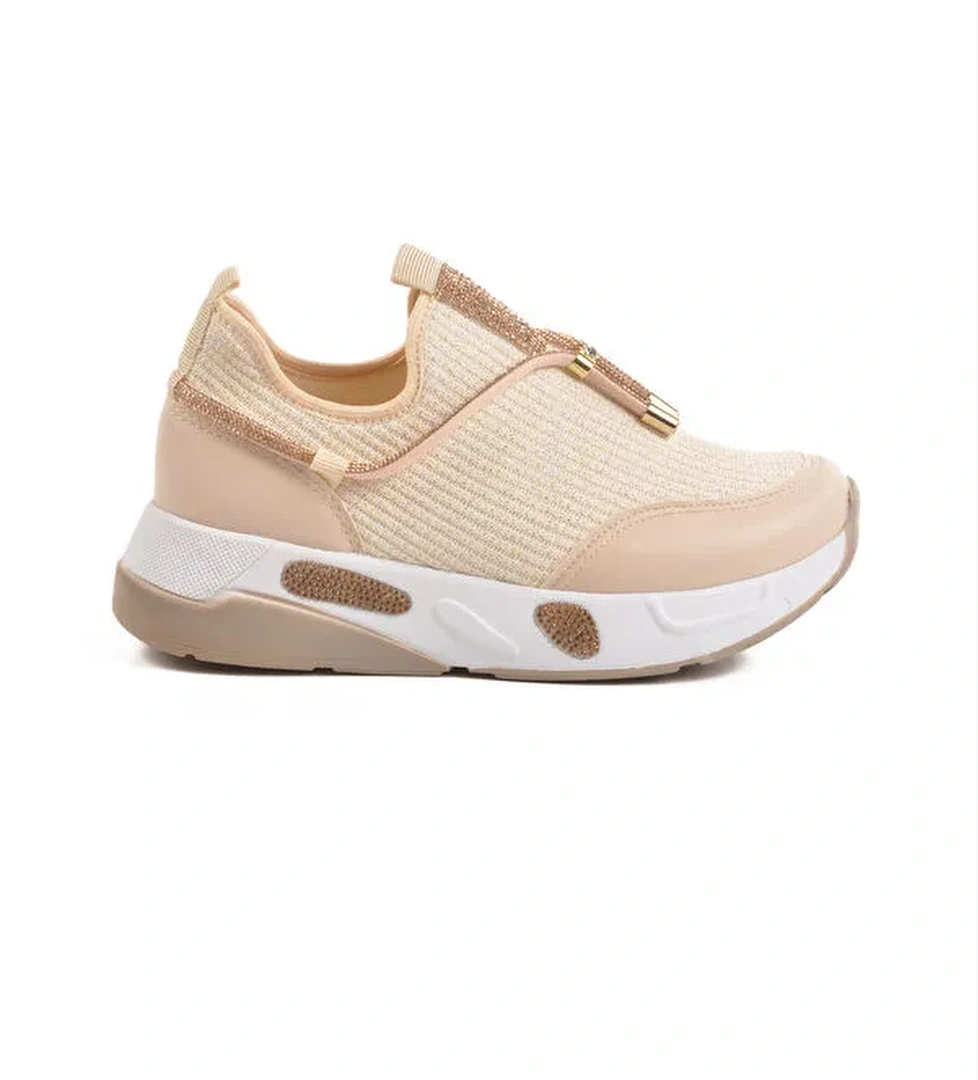 Bej Anorak Taş İşlemeli Kadın Casual Ayakkabı 702498 Z - Görsel 1