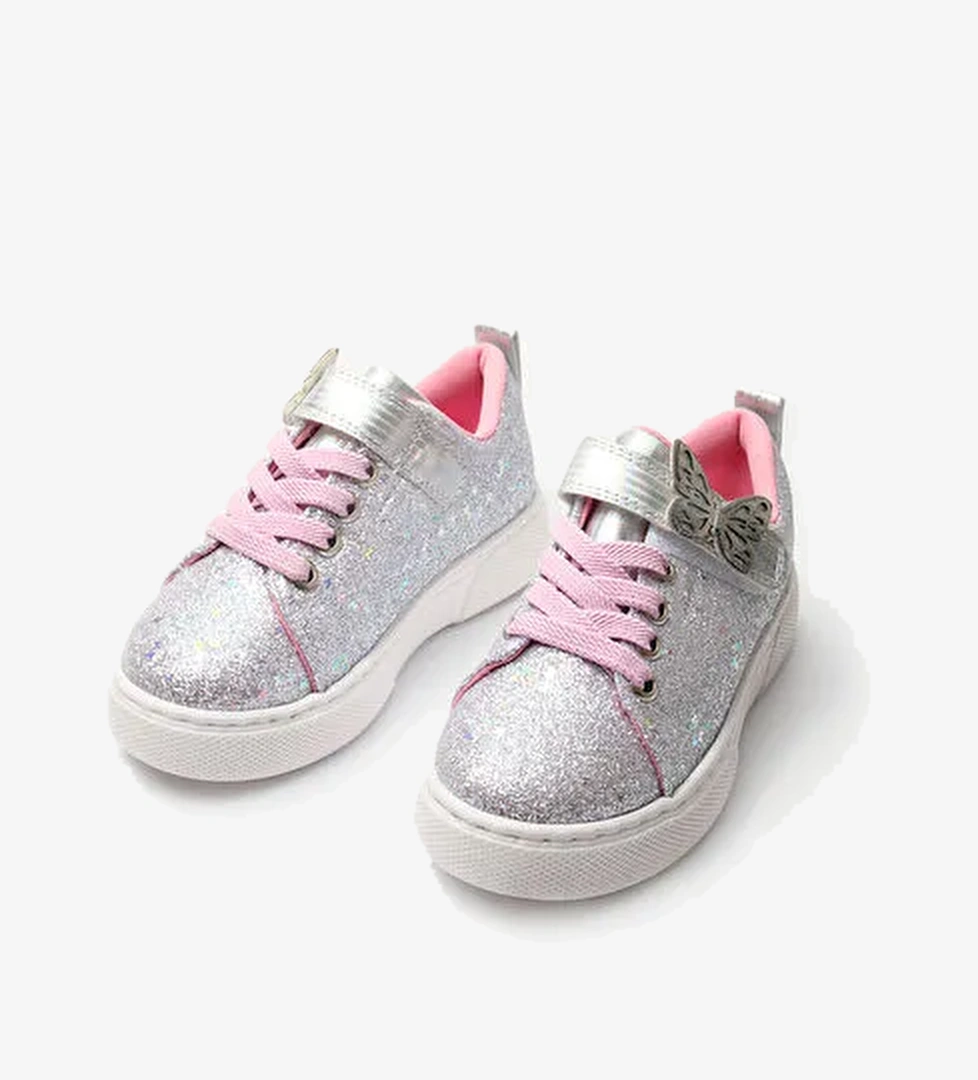 Gümüş Kelebek Detaylı Kız Çocuk Spor Ayakkabı - Görsel 1