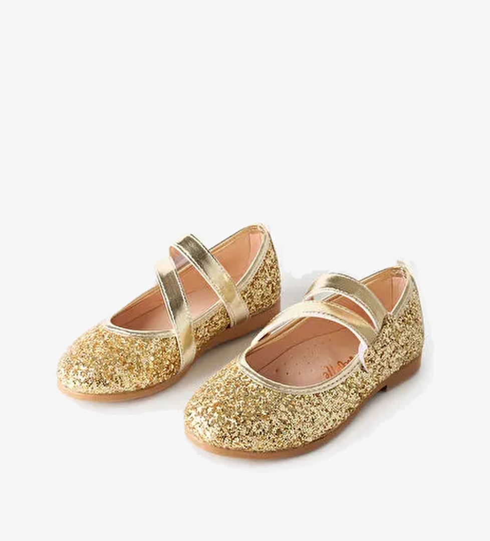 Altın Kalp Cırtlı Kız Çocuk Ayakkabı - Görsel 1