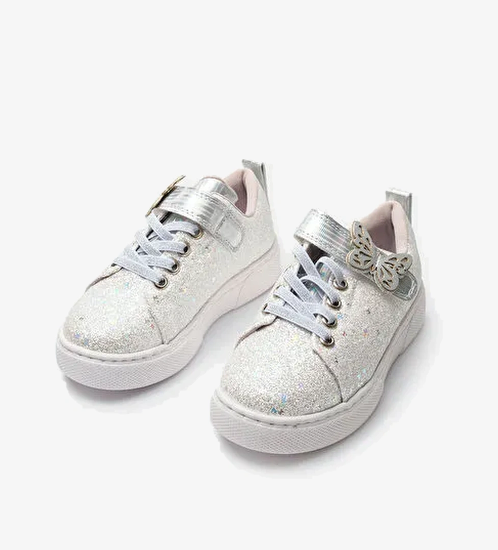 Beyaz Kelebek Detaylı Kız Çocuk Spor Ayakkabı