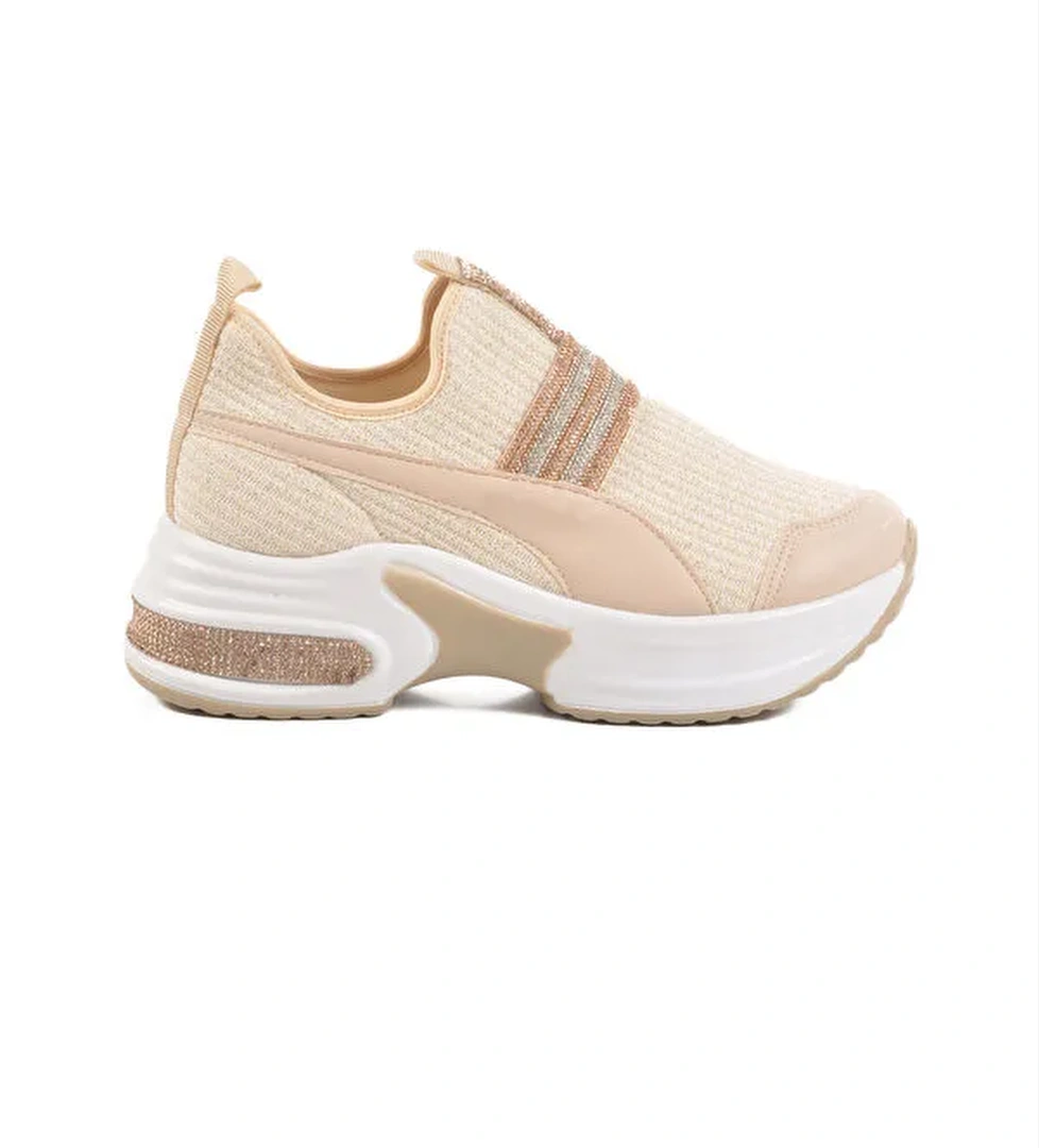 Bej Anorak Taşlı Kadın Sneaker 702307 Z