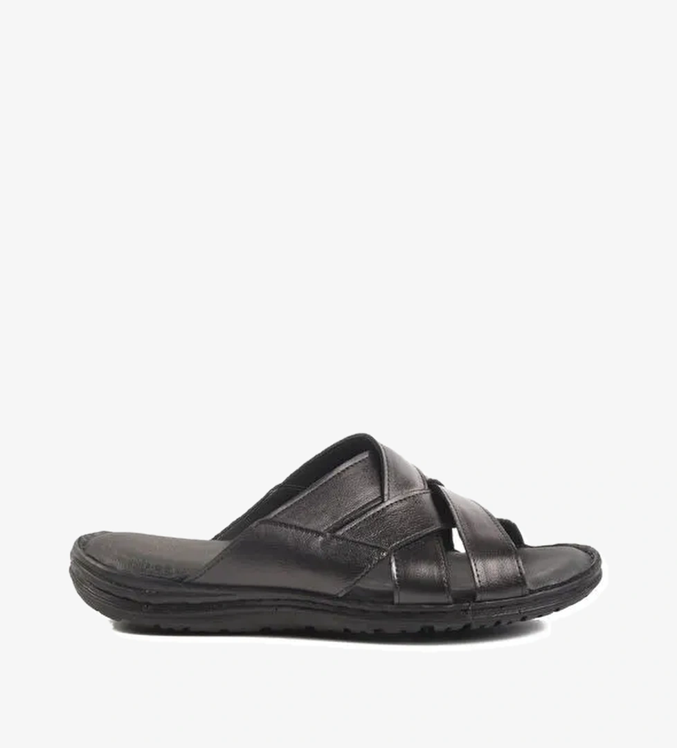 Siyah Hakiki Deri Erkek Terlik 476449 M - Görsel 1