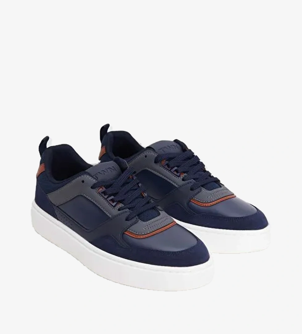 Twn Lacivert Kalın Beyaz Tabanlı Bağcıklı Sneaker Ayakkabi - Görsel 1