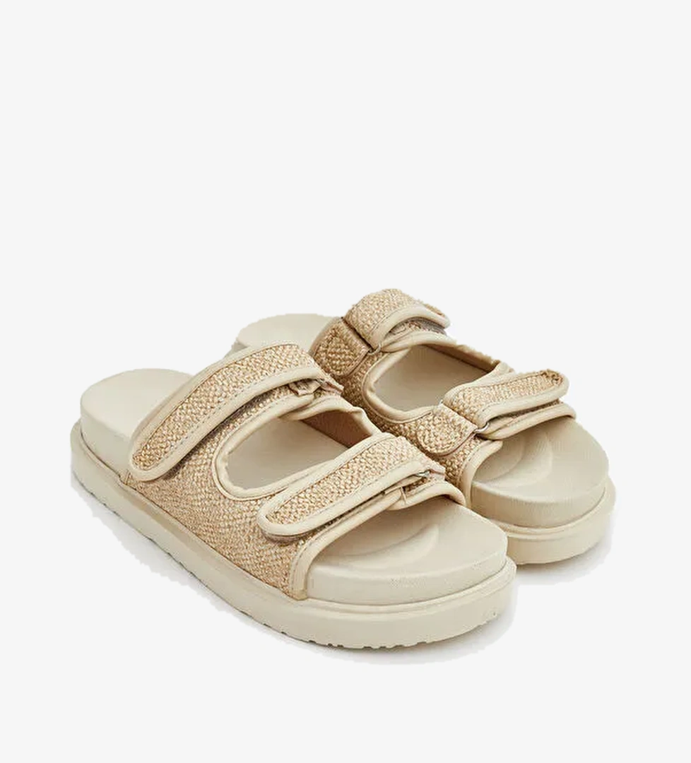 Çift Bantlı Cırt Cırtlı Kadın Terlik - Görsel 1