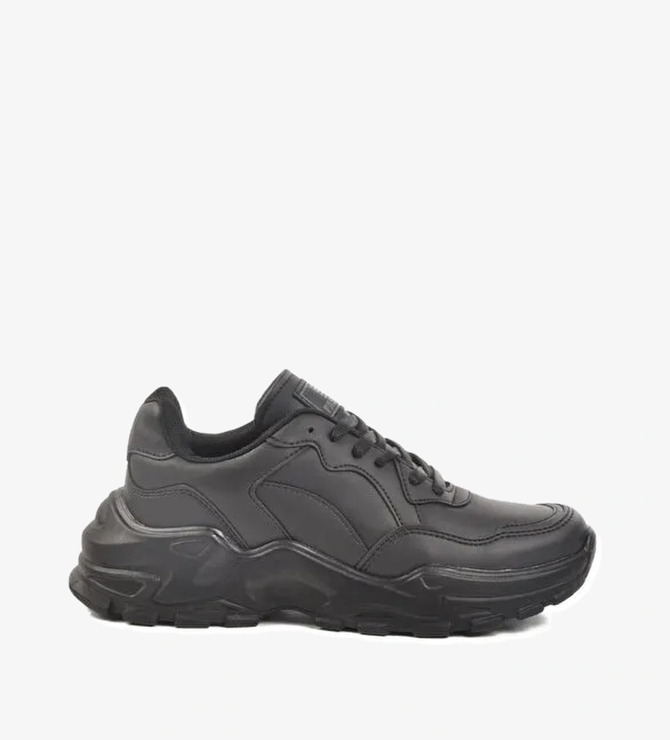 Siyah Cilt Bağcıklı Kadın Spor Ayakkabı 159 G - Görsel 1