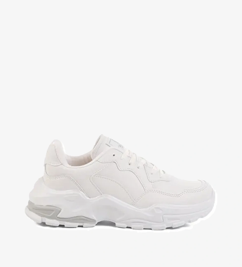 Beyaz Cilt Bağcıklı Kadın Spor Ayakkabı 159 G