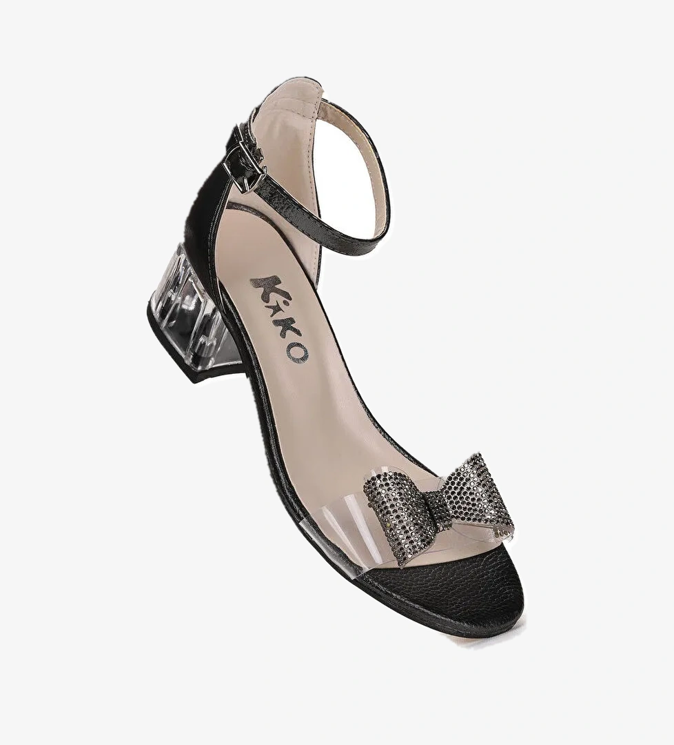 Tire Vakko Kız Çocuk 4 Cm Şeffaf Topuklu Sandalet Abiye Ayakkabı