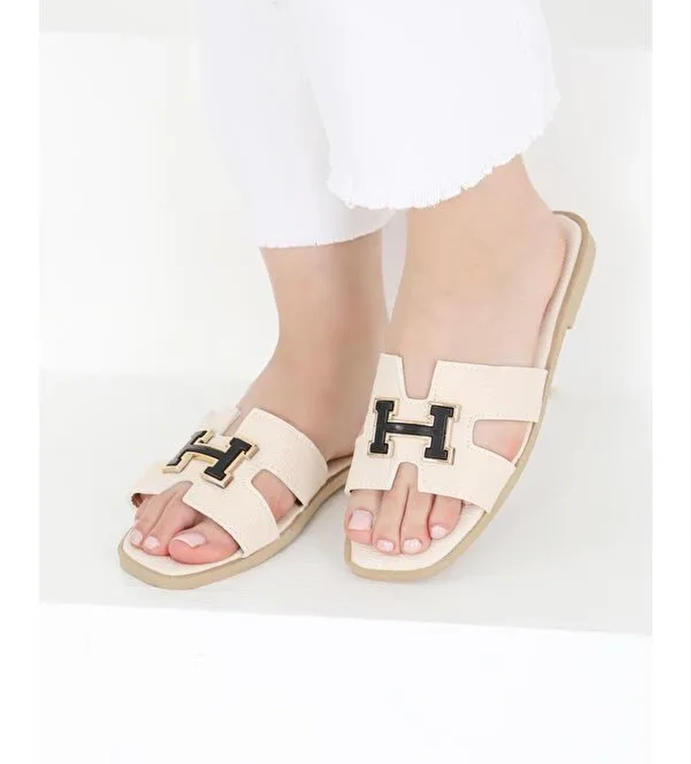 Kadın Krem H Tokalı Terlik - 27407