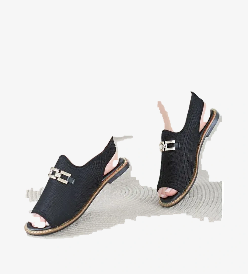 Kadın Siyah Tokalı Sandalet - 27443 - Görsel 1