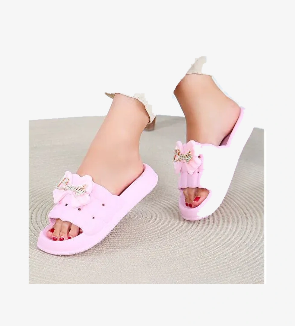 Kadın Pembe Tokalı Terlik - 27564 - Görsel 1