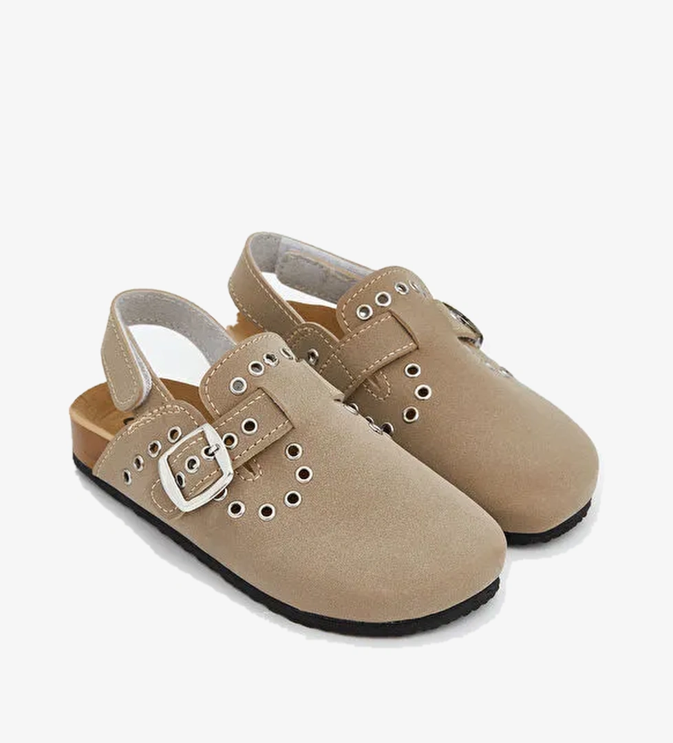 Süet Görünümlü Kız Bebek Sandalet - Görsel 1